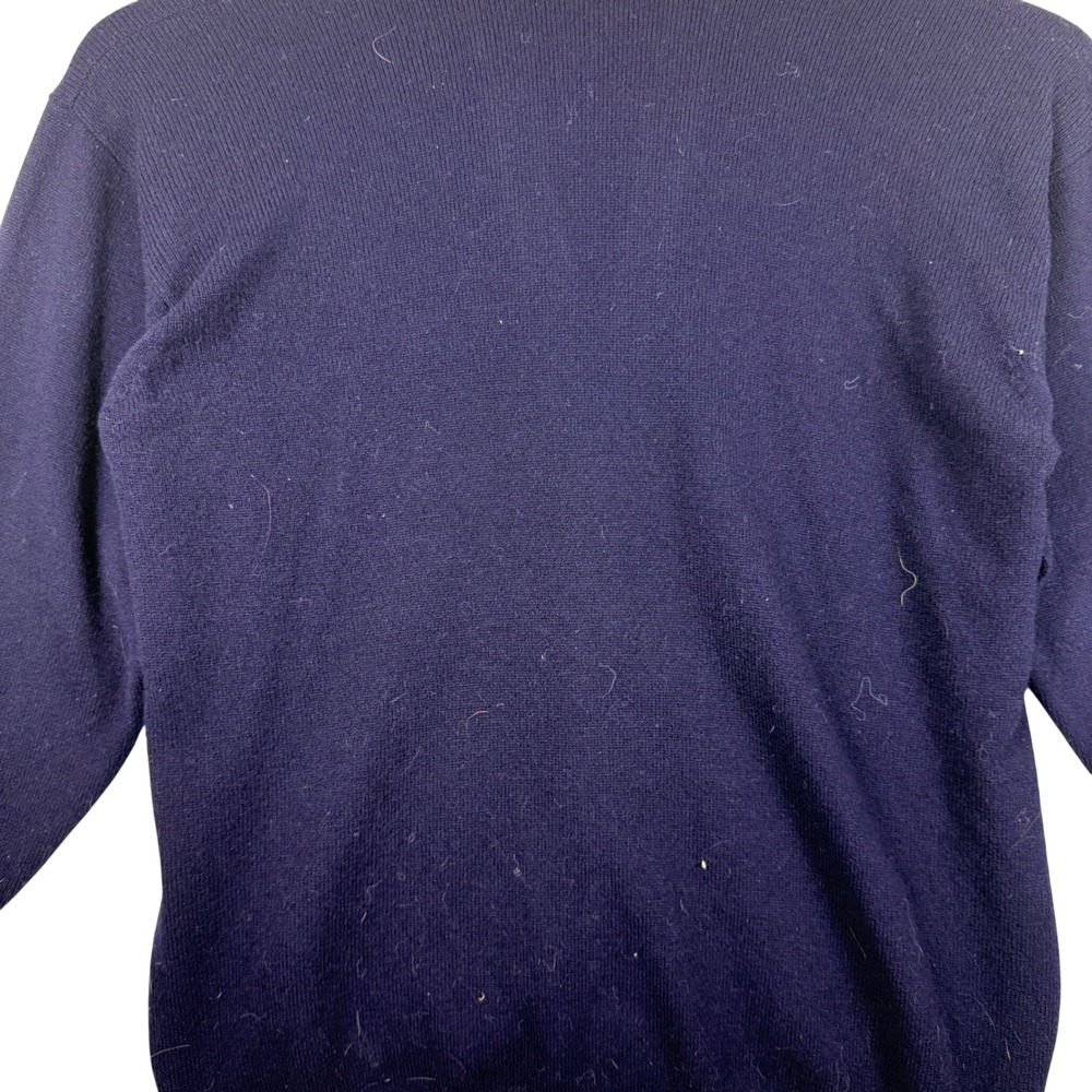 Windsor House Mens Navy Blue Wool Cardigan Sweater Striped Trim England XL - Picture 5 of 7